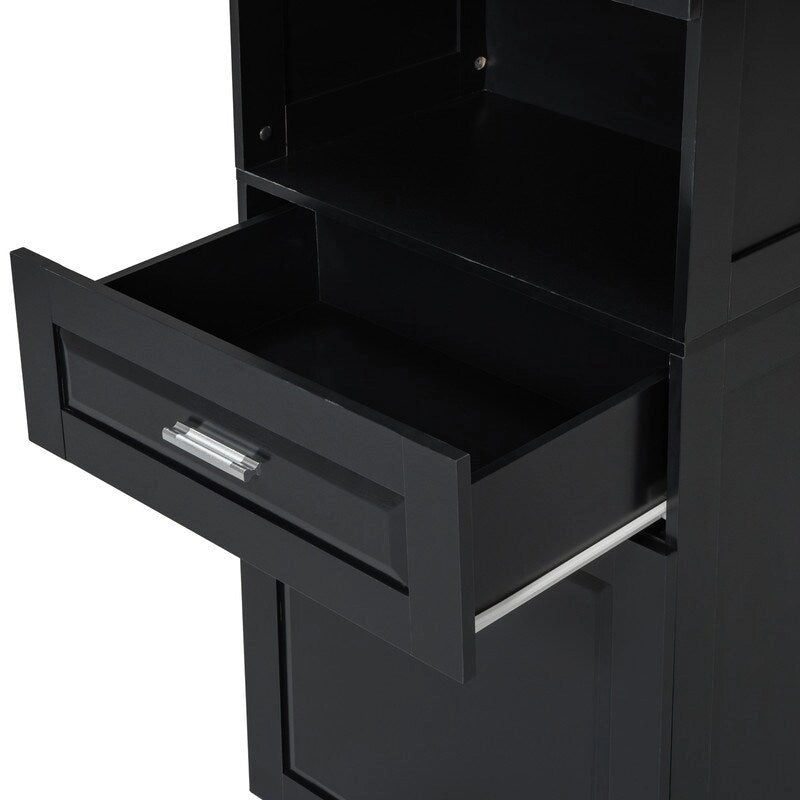 Mobile contenitore da bagno autoportante da 70 pollici con cesto portabiancheria a scomparsa, cassetto e ripiano regolabile