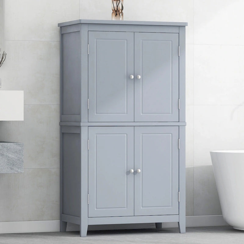Mobiletto portaoggetti da bagno indipendente con 4 ante e ripiani regolabili