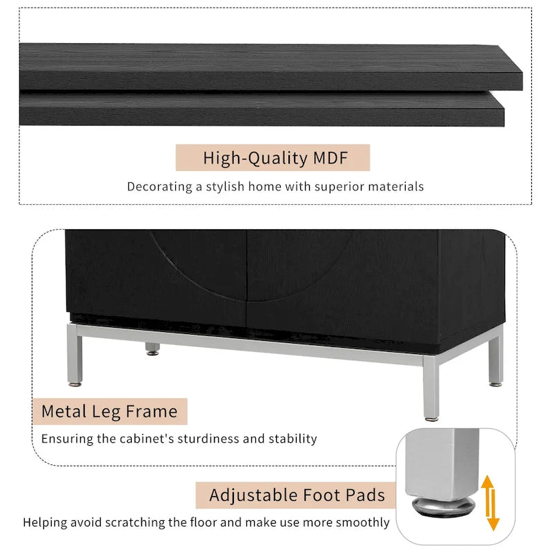 Mobile Contenitore in Legno Impiallacciato con Gambe in Metallo