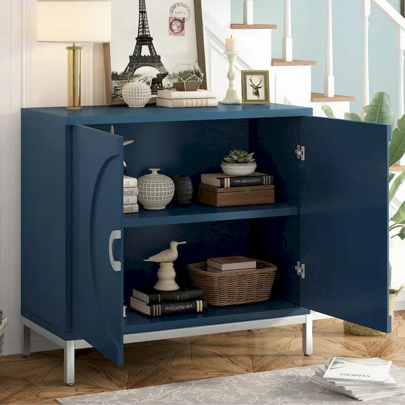 Mobile Contenitore in Legno Impiallacciato con Gambe in Metallo