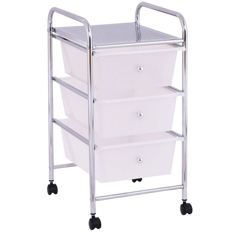 Carrello portaoggetti mobile a 3 cassetti con ruote