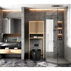 Mobiletto da bagno in bambù con ante da posizionare sopra il WC