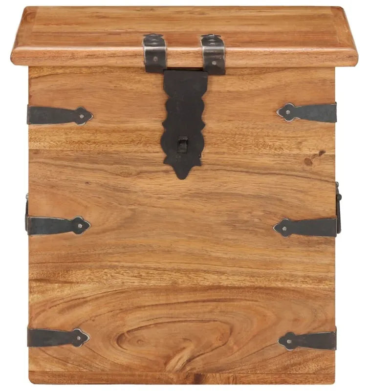 Baule contenitore in legno massello di acacia 40x40x40 cm