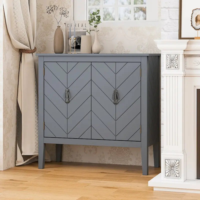 Mobiletto a 2 ante con inserti in legno
