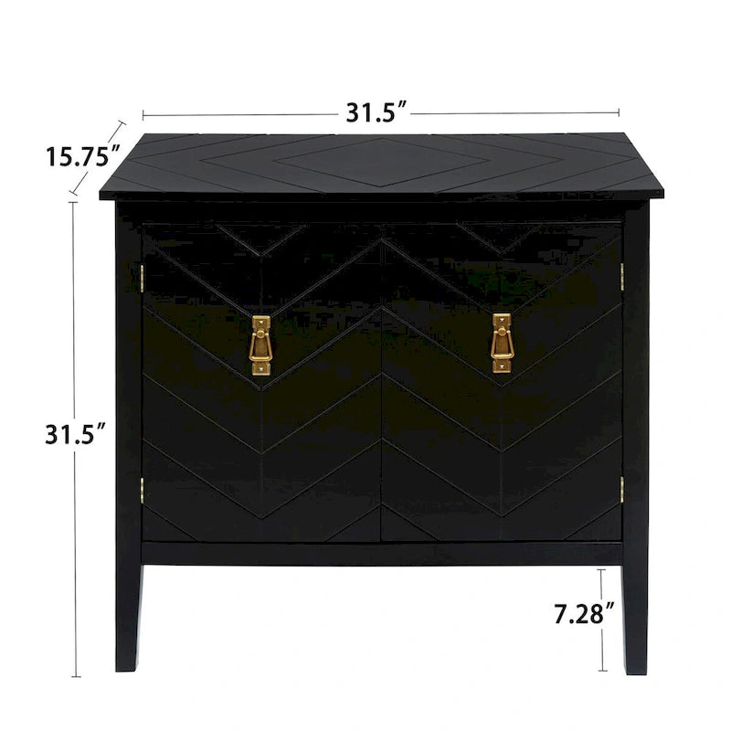 Mobiletto a 2 ante con inserti in legno