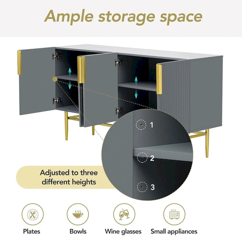Credenza a buffet a 4 ante da 60" con ripiani regolabili