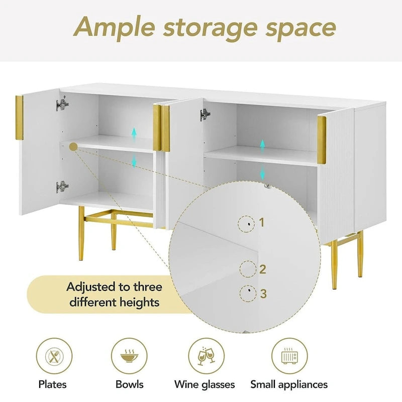 Credenza a buffet a 4 ante da 60" con ripiani regolabili