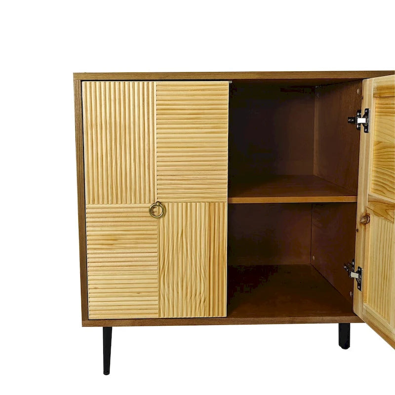 Mobiletto contenitore a 4 ante con pannelli in legno intagliato