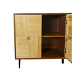 Mobiletto contenitore a 4 ante con pannelli in legno intagliato