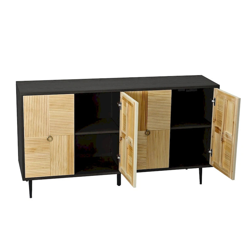 Mobiletto contenitore a 4 ante con pannelli in legno intagliato