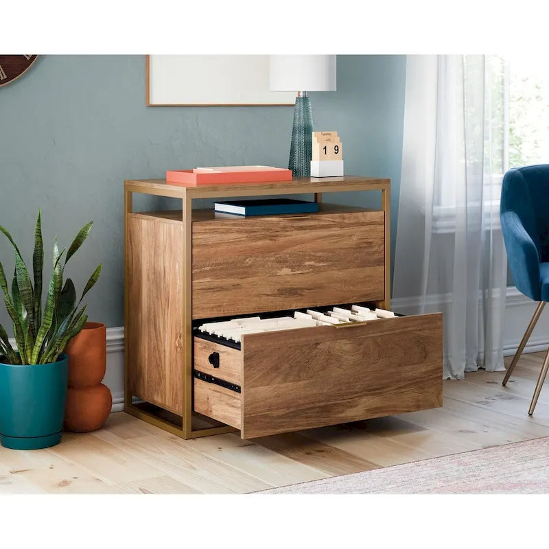 Cassettiera Classificatore Laterale a 2 Cassetti con Ripiano Aperto, Sindoori Mango