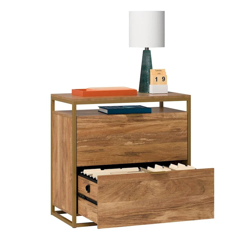 Cassettiera Classificatore Laterale a 2 Cassetti con Ripiano Aperto, Sindoori Mango