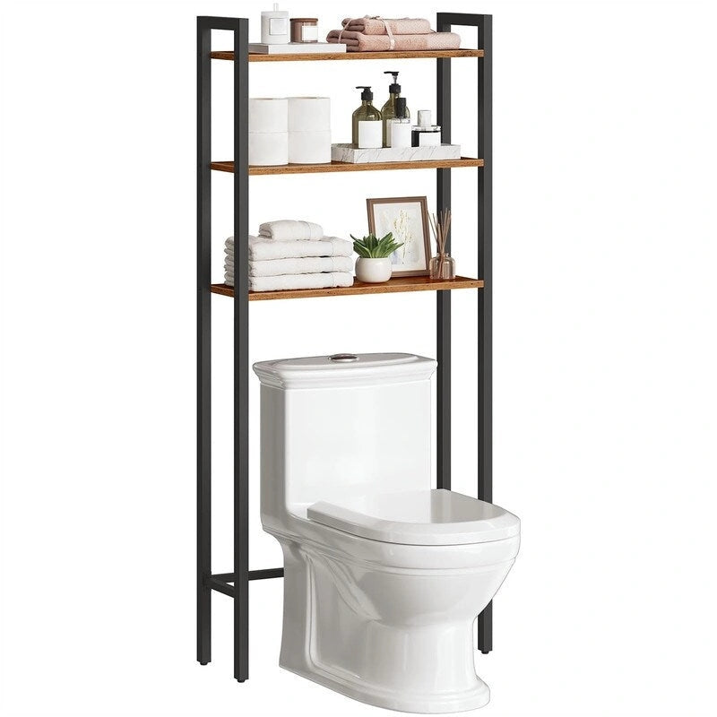 Scaffale organizer da bagno salvaspazio sopra il WC con 3 ripiani aperti