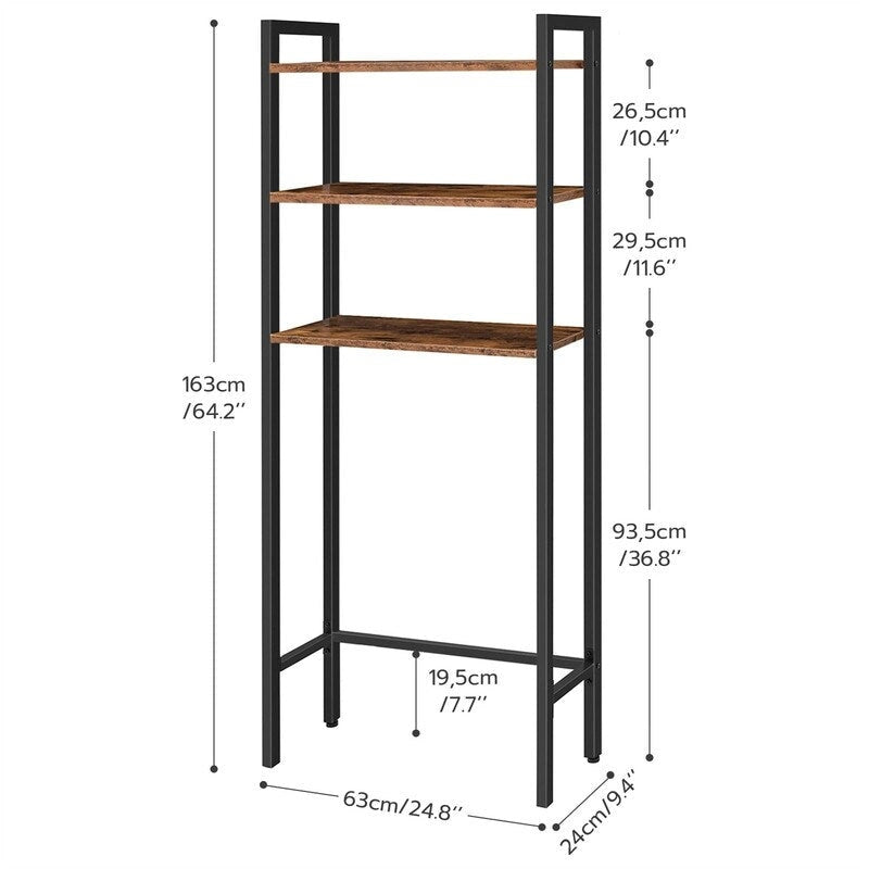 Scaffale organizer da bagno salvaspazio sopra il WC con 3 ripiani aperti