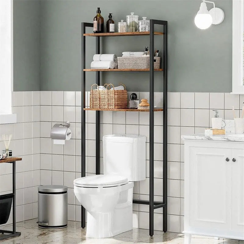 Scaffale organizer da bagno salvaspazio sopra il WC con 3 ripiani aperti