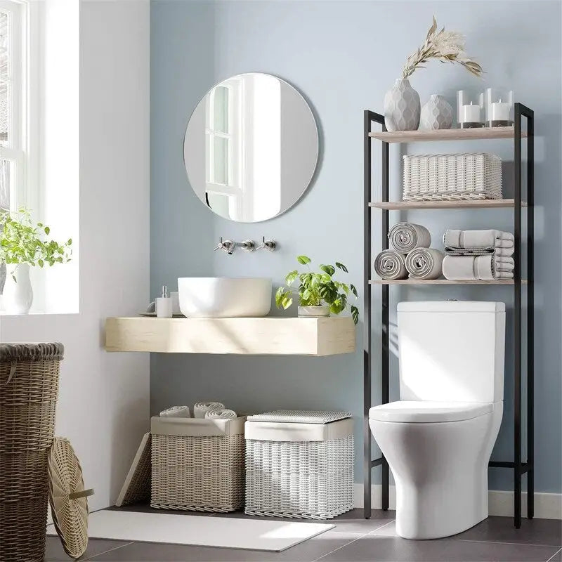Scaffale organizer da bagno salvaspazio sopra il WC con 3 ripiani aperti