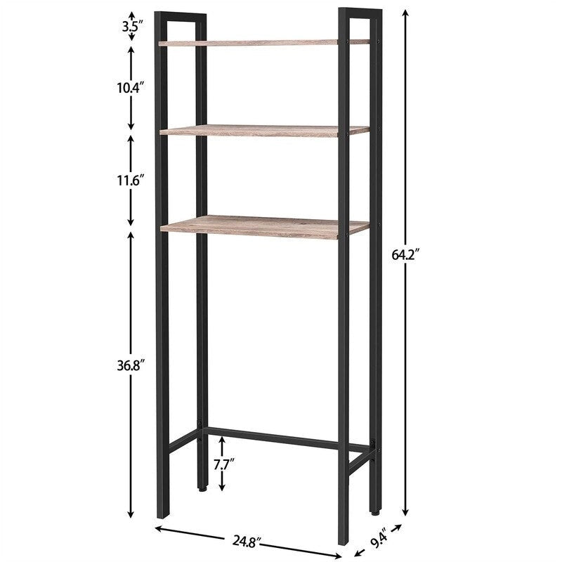 Scaffale organizer da bagno salvaspazio sopra il WC con 3 ripiani aperti