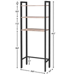 Scaffale organizer da bagno salvaspazio sopra il WC con 3 ripiani aperti