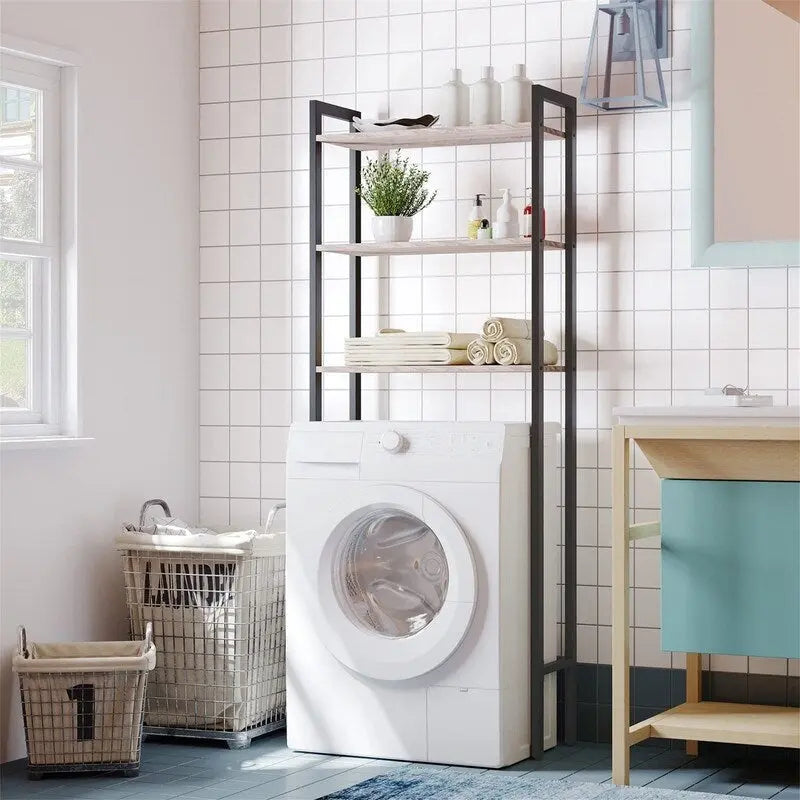 Scaffale organizer da bagno salvaspazio sopra il WC con 3 ripiani aperti