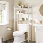 Scaffale organizer da bagno salvaspazio sopra il WC con 3 ripiani aperti