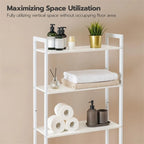Scaffale organizer da bagno salvaspazio sopra il WC con 3 ripiani aperti