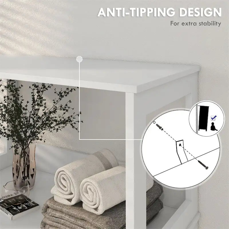 Mobiletto/armadietto da bagno a pavimento con ripiani, cassetto e anta/sportello