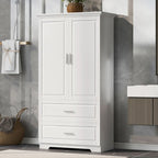 Mobiletto da bagno alto 160 cm con 2 ante e ripiano regolabile, bianco