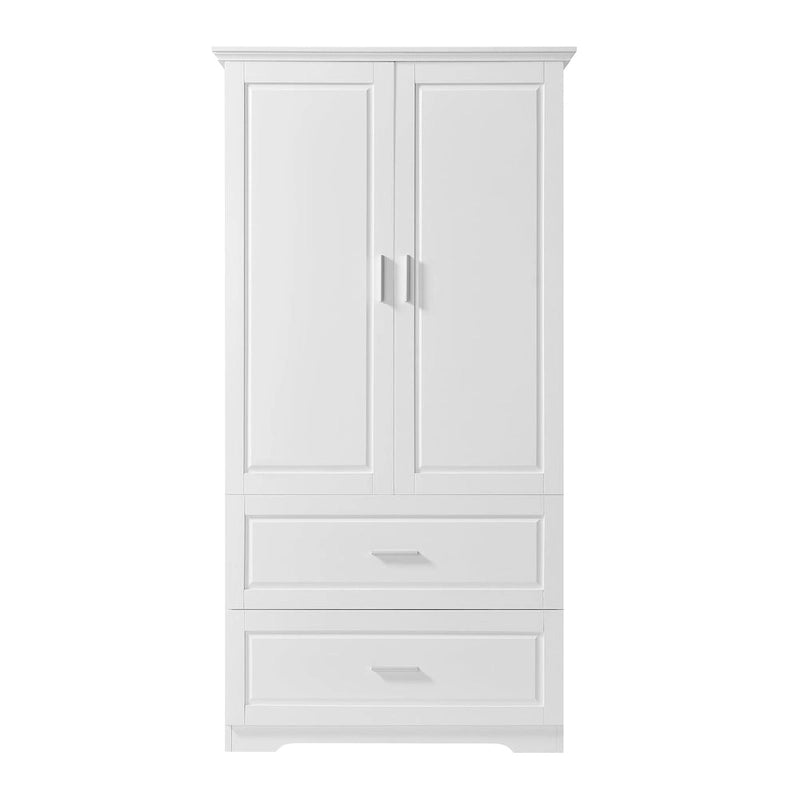 Mobiletto da bagno alto 160 cm con 2 ante e ripiano regolabile, bianco