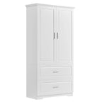 Mobiletto da bagno alto 160 cm con 2 ante e ripiano regolabile, bianco