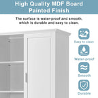Mobiletto da bagno alto 160 cm con 2 ante e ripiano regolabile, bianco