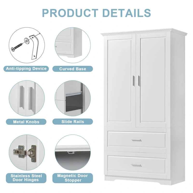 Mobiletto da bagno alto 160 cm con 2 ante e ripiano regolabile, bianco