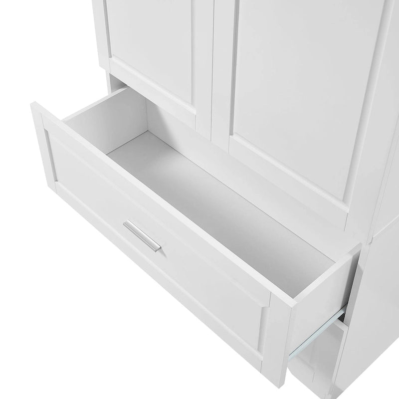 Mobiletto da bagno alto 160 cm con 2 ante e ripiano regolabile, bianco