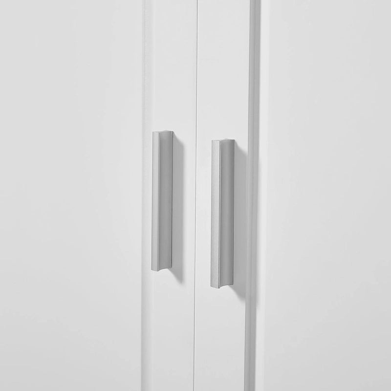 Mobiletto da bagno alto 160 cm con 2 ante e ripiano regolabile, bianco