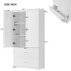 Mobiletto da bagno alto 160 cm con 2 ante e ripiano regolabile, bianco