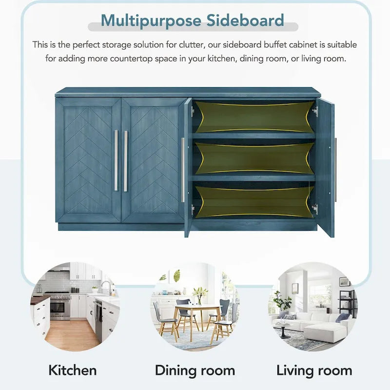 Credenza a buffet da 60" con ripiani regolabili