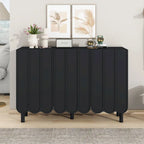 Wave Doors Shoe Cabinet with Adjustable Shelves and 5 Solid Wood Legs